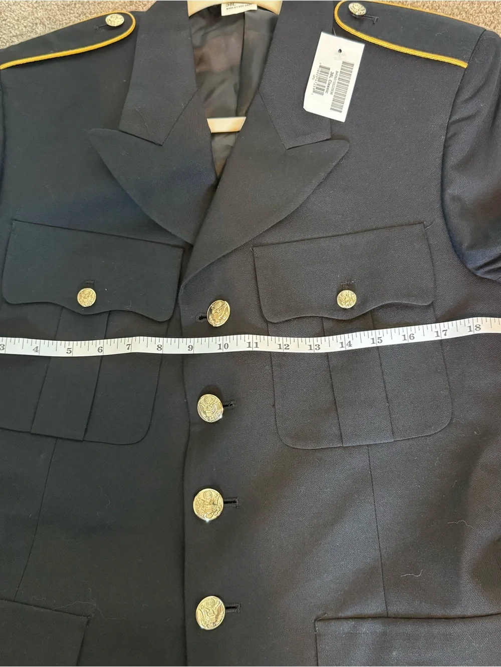 US Army Service Uniform ASU Dress Blue Coat Jacket Military Enlisted Tunic 38L